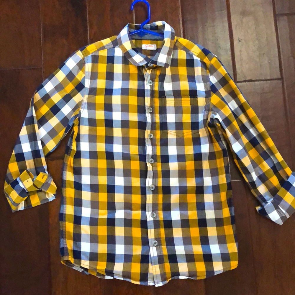 Youth Boys Cat & Jack Button Down Plaid Shirt